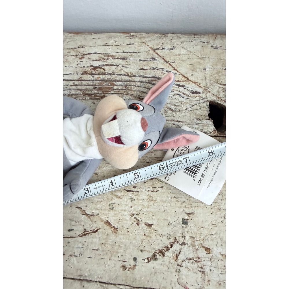 Disney Store Mini Beanbag Thumper Plush Bambi Rabbit Grey 8 Inch NWT CSGA - Picture 5 of 7
